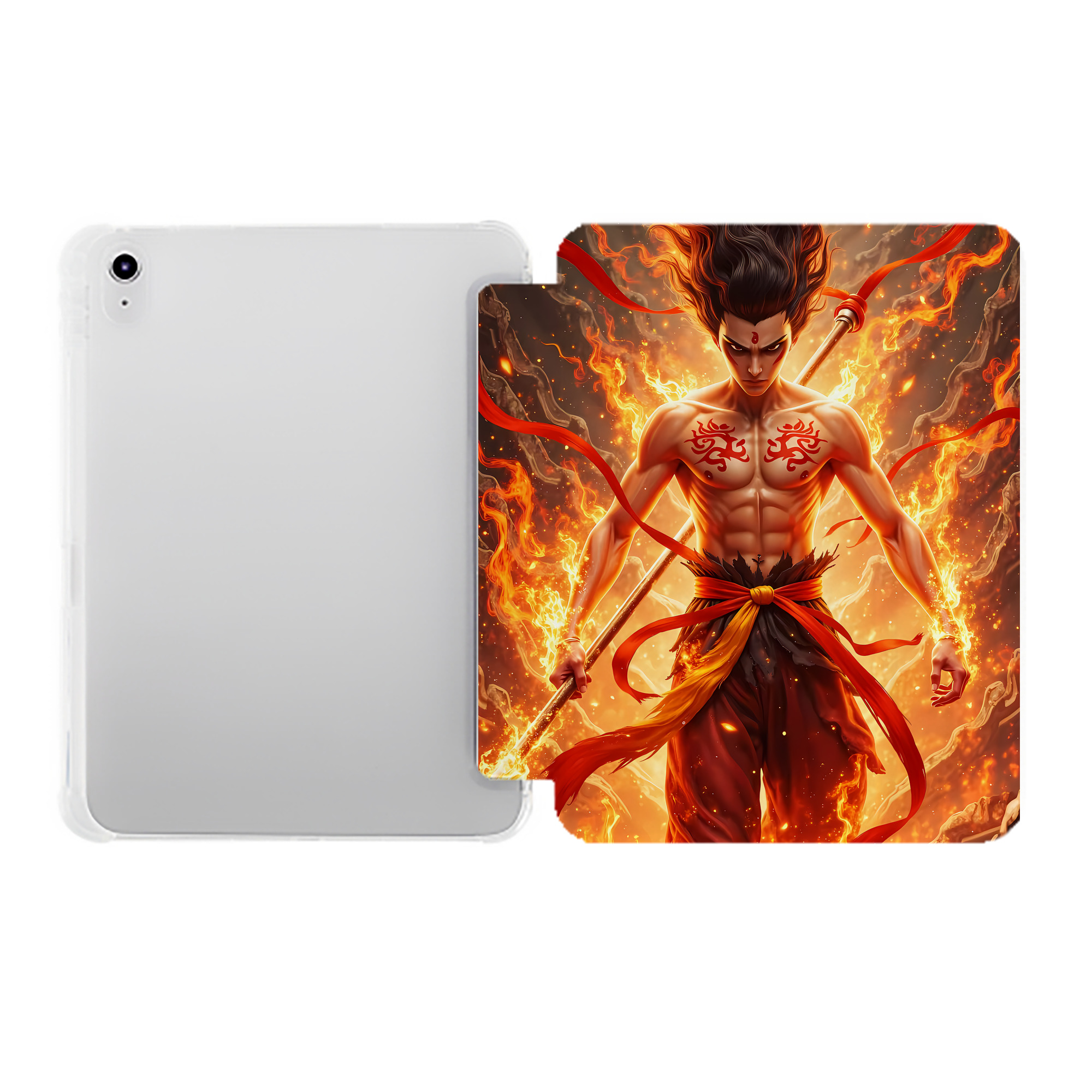 （画像用） Ne Zha 2 ナタ 魔童の大暴れ IPad ケース ペン収納付き 三つ折りスタンド PUレザー×シリコン 対応機種9.5/10.5/10.9インチ